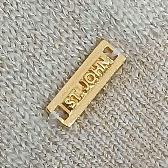 St. John Old Money Cashmere Blend Cream Gold Crewneck Jumper Sweater - Picture 9 of 13